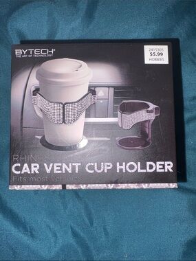Bytech Rhinestone Car Vent Cup Holder - White